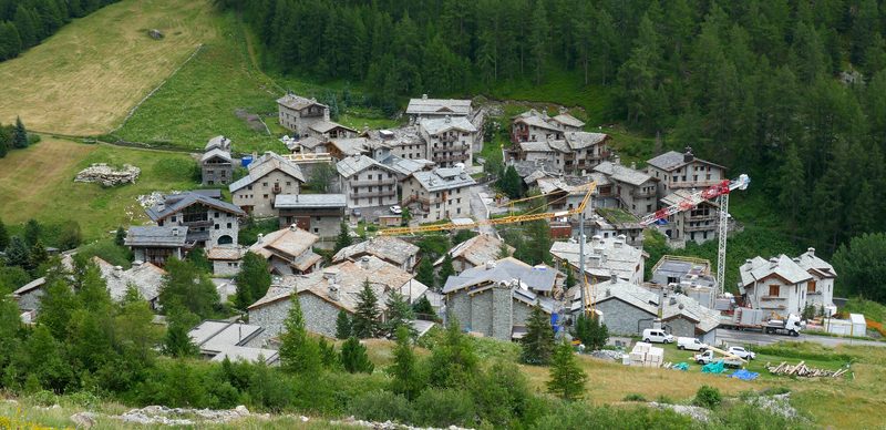 The stone hamlet of Le Fornet at the top of the Val d'Isère valley