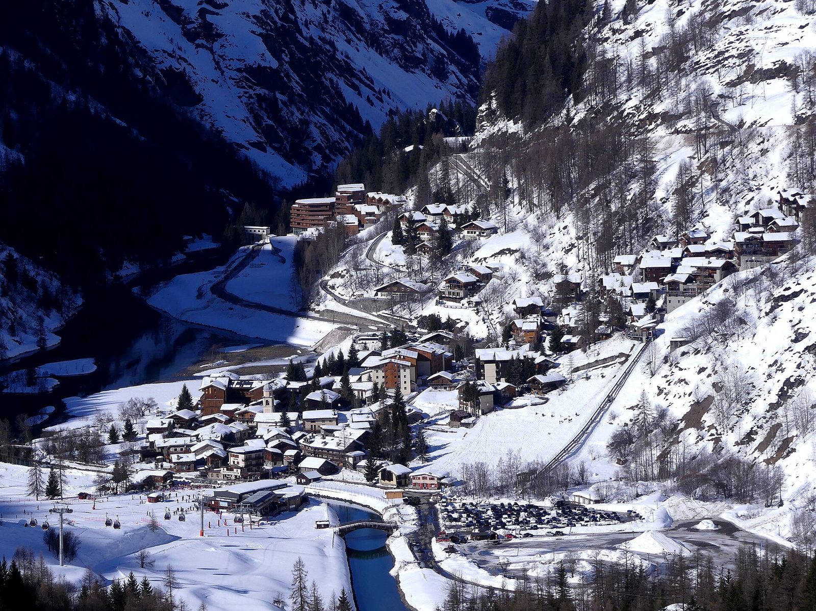 Les Brévières village under snow in the Tarentaise valley