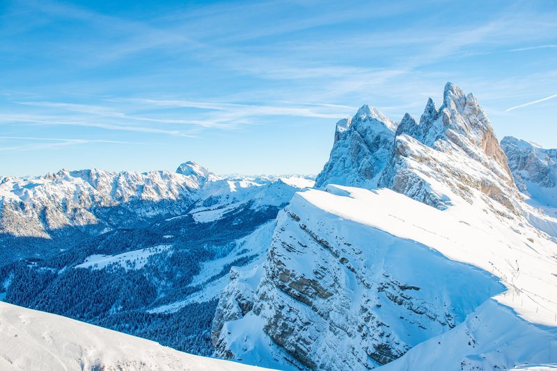 The Seceda ridge above Ortisei in winter