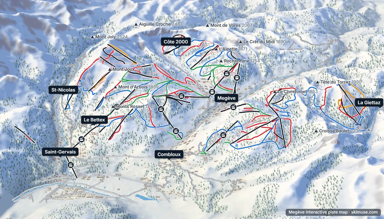 Évasion Mont-Blanc 3D piste map