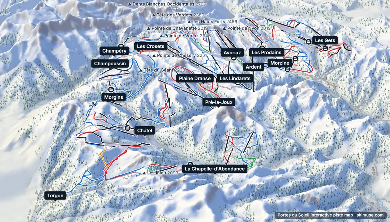 Portes du Soleil 3D piste map